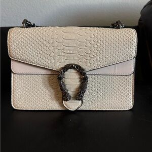Textured Cream 2 Way Shoulder Bag